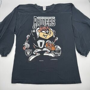 Pro Spirit LA Raiders Taz Shirt Women XL Black Vintage 90s 3/4 Sleeve NFL Looney
